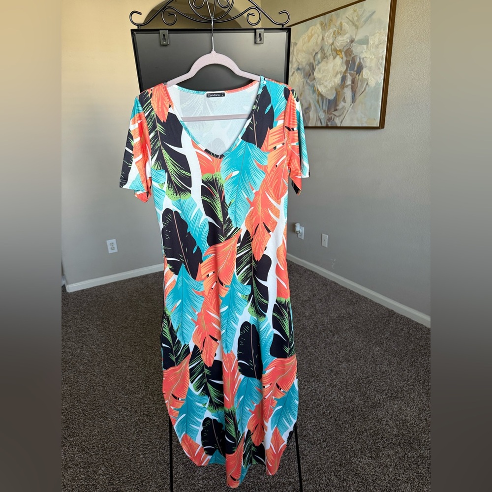 Tropical Leaf Print Dress